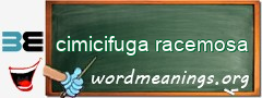 WordMeaning blackboard for cimicifuga racemosa